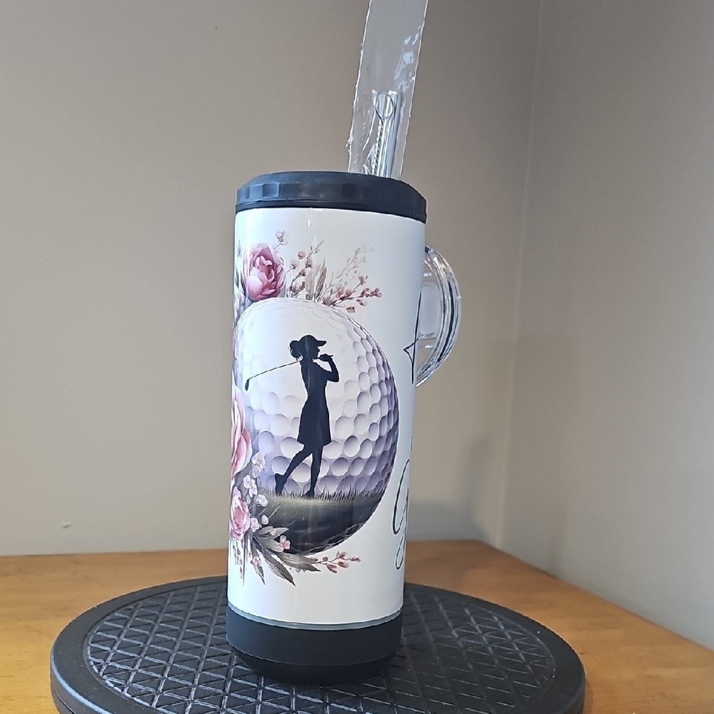 Golf Themed Tumbler with Straw